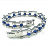 Men's Titanium Blue Rubber Bicycle Chain Bracelet