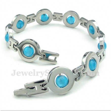 Men's Titanium Blue Round Beads Bracelet