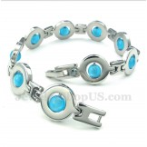 Men's Titanium Blue Round Beads Bracelet