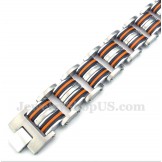 Men's Titanium Orange Black Rubber Bracelet