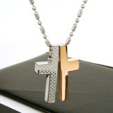 Man 2 Parts Cross titanium steel necklace(free chain) 