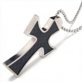 Man High Quality Wing Cross Titanium Steel necklace