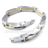 Men's Titanium Gold Wave Bracelet