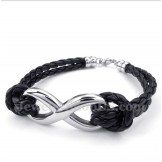 Men's Titanium Infinity Symbol Leather Bracelet