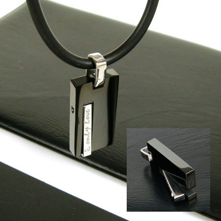 Man 'Only Love' Gemstone-Pure Titanium Necklace Pendant-New-