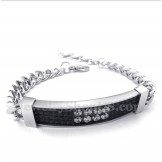 Men's Titanium Black Diamond Mens Couple's Bracelet