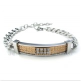 Women's Titanium Gold Diamond Couple's Bracelet