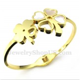 Men's Titanium Gold Clover Bracelet