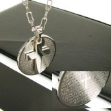 Man 2 Layer Cross Bible titanium steel necklace Gift