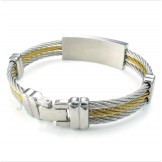 Men's Titanium Greek Meander Pattern Cable Bracelet