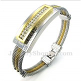 Men's Titanium Greek Meander Pattern Cable Bracelet