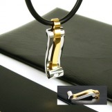 Cool Man strip gemstone titanium steel necklace-New