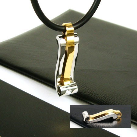 Cool Man strip gemstone titanium steel necklace Pendant-New