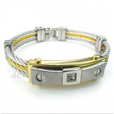 Men's Titanium Diamond Cable Bracelet