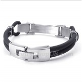 Men's Titanium Cable Leather Bracelet