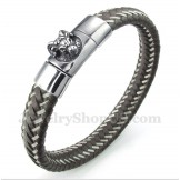Men's Titanium Aries Leather Cable Bracelet