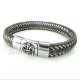 Men's Titanium Leather Cable Bracelet