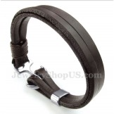 Men's Leather Anchor Bracelet