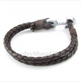 Men's Leather Anchor Bracelet