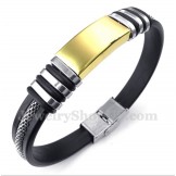 Men's Titanium Gold Rubber Bracelet