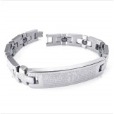 Men's Titanium Cross Bible Verse Magnet Bracelet