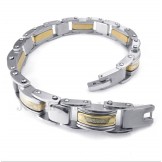Men's Titanium Gold Greek Meander Pattern Bracelet