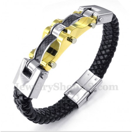 Men's Titanium Carbon Fiber Leather Bracelet