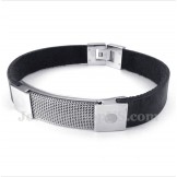 Men's Titanium Armor Mesh Leather Bracelet