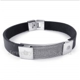 Men's Titanium Armor Mesh Leather Bracelet