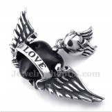 Men's Titanium Love Black Diamond Wings Pendant with Free Chain