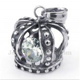 Men's Titanium White Crystal Crown Pendant with Free Chain