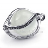 Men's Titanium White Opal Pendant with Free Chain