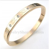 Men's Titanium Diamond Rose Gold Roman Numerals Bracelet