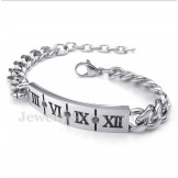 Men's Titanium Roman Numerals Diamond Bracelet