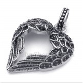 Men's Titanium Diamond Feather Pendant with Free Chain
