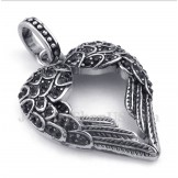 Men's Titanium Diamond Feather Pendant with Free Chain