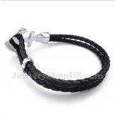 Men's Anchor Leather Titanium Bracelet