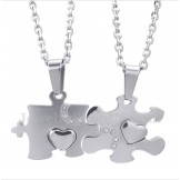 Titanium Puzzle Couple's Pendant with Free Chain (One Pair)