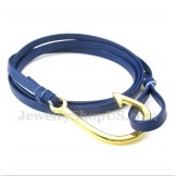 Men's Leather Hooks Titanium Bracelet