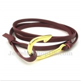 Men's Leather Hooks Titanium Bracelet