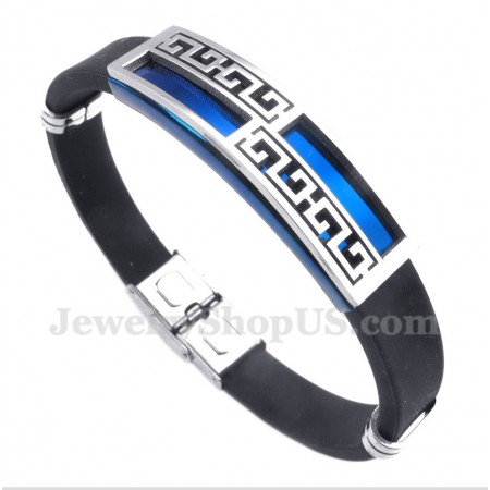 Men's Titanium Rubber Blue Bracelet