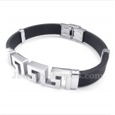 Men's Titanium Rubber Greek Meander Pattern Bracelet