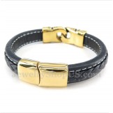 Men's Titanium Gold-plated Leather Bracelet