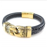 Men's Titanium Gold-plated Leather Bracelet