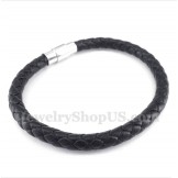 Men's Black Leather Bracelet