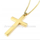 Men's Titanium Gold Cross Pendant with Free Chain
