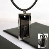 Unique Man Black Cross Bible Titanium Steel necklace