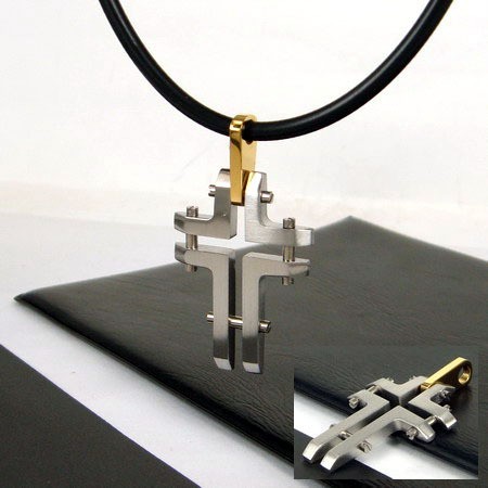 Unique Man Cross Titanium steel necklace Pendant-new