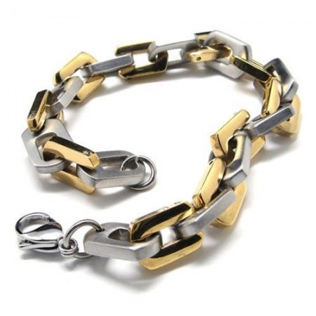 Mens Boys Golden Silver Pure Titanium Charm Bracelet 15952