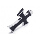 Men Black Silver Pure Titanium Cross Pendant Necklace
